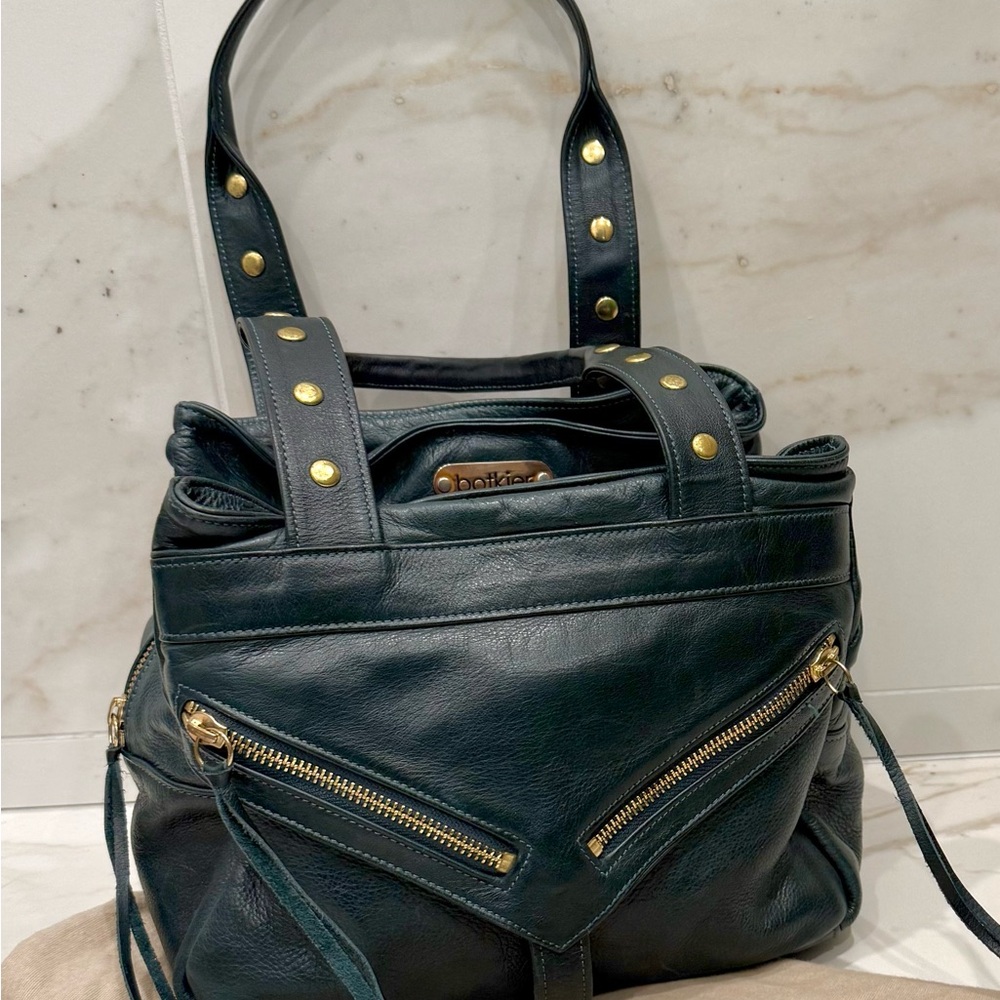 Botkier Dark Green Leather Small Trigger Bag with Gold Details - Picture 7 of 11